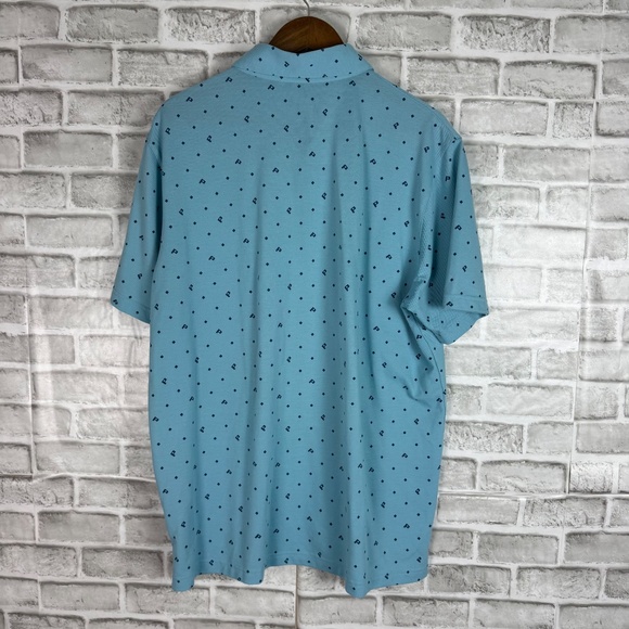 PUMA Golf Logo Argyle AOP Mint Blue Casual Collared Shirt Mens XL - Picture 4 of 6